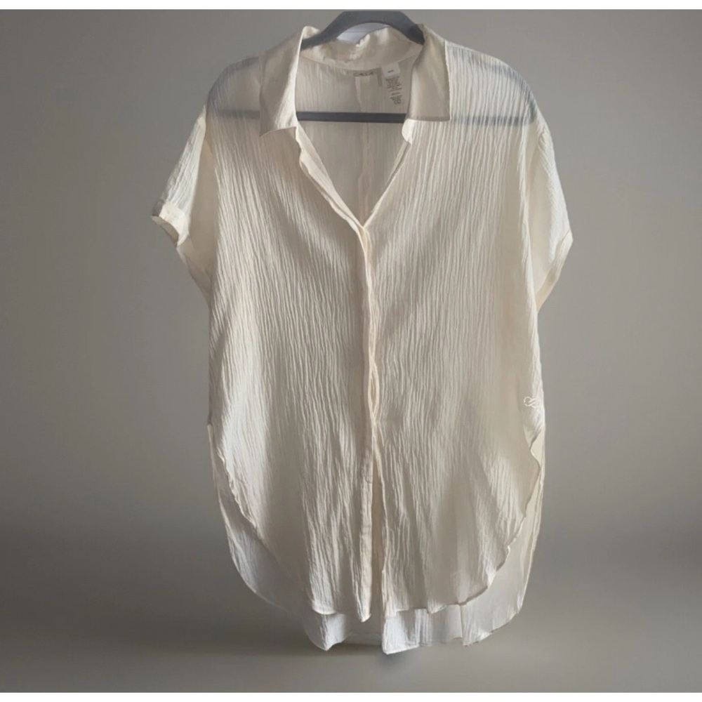 Calia By‎ Carrie Underwood Swimsuit Cover Up Blouse Medium Cream Ivory Cotton